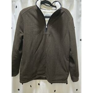 Orvis thick brown sherpa pull over jacket size medium